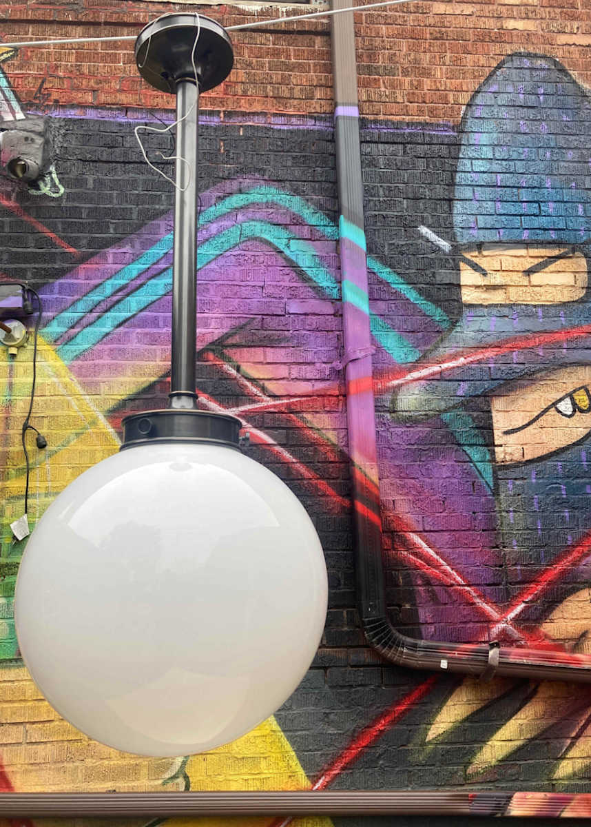 MCM glass ball light fixture 