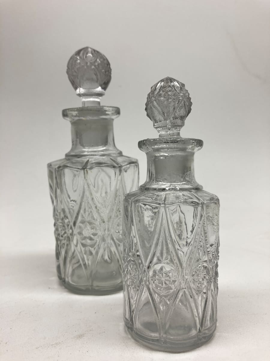 Clear glass Art Deco Perfume bottle 