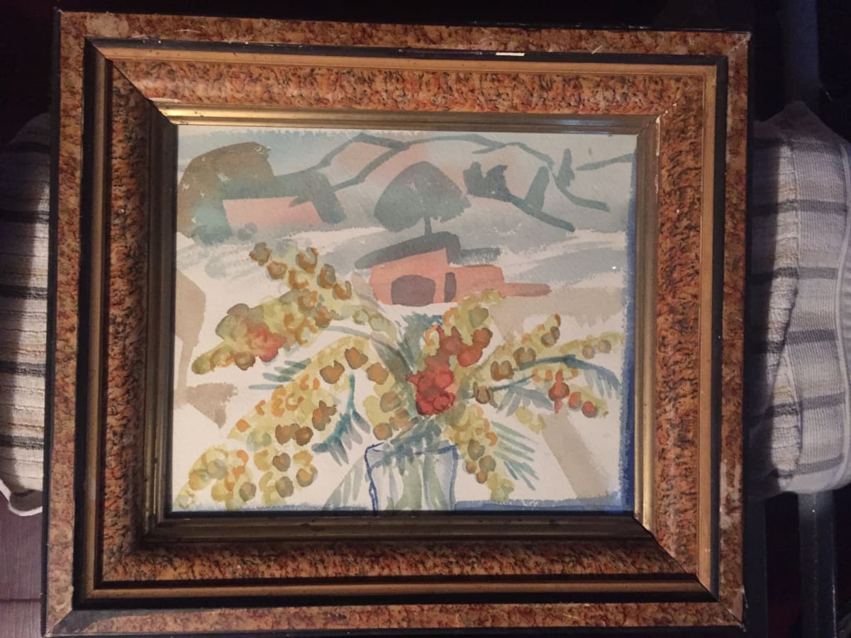 Framed Elizabeth Grant watercolor landscape 