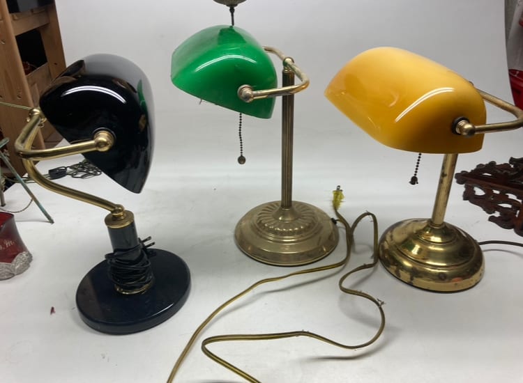 green glass bankers lamp 