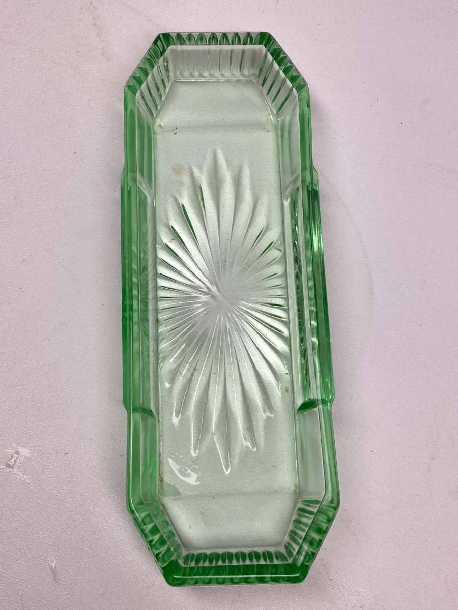 Green glass Art Deco tray 