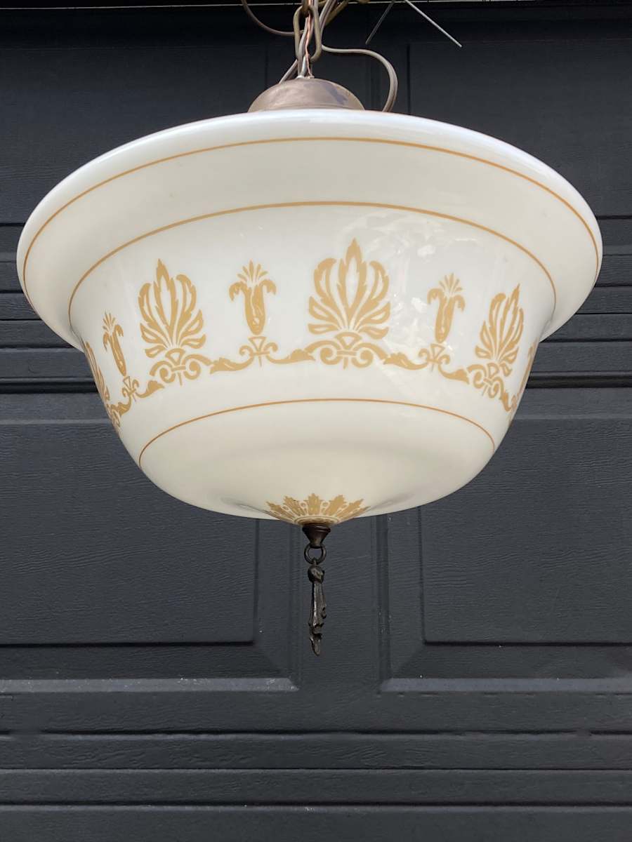 Art Deco school style stenciled light fixture 