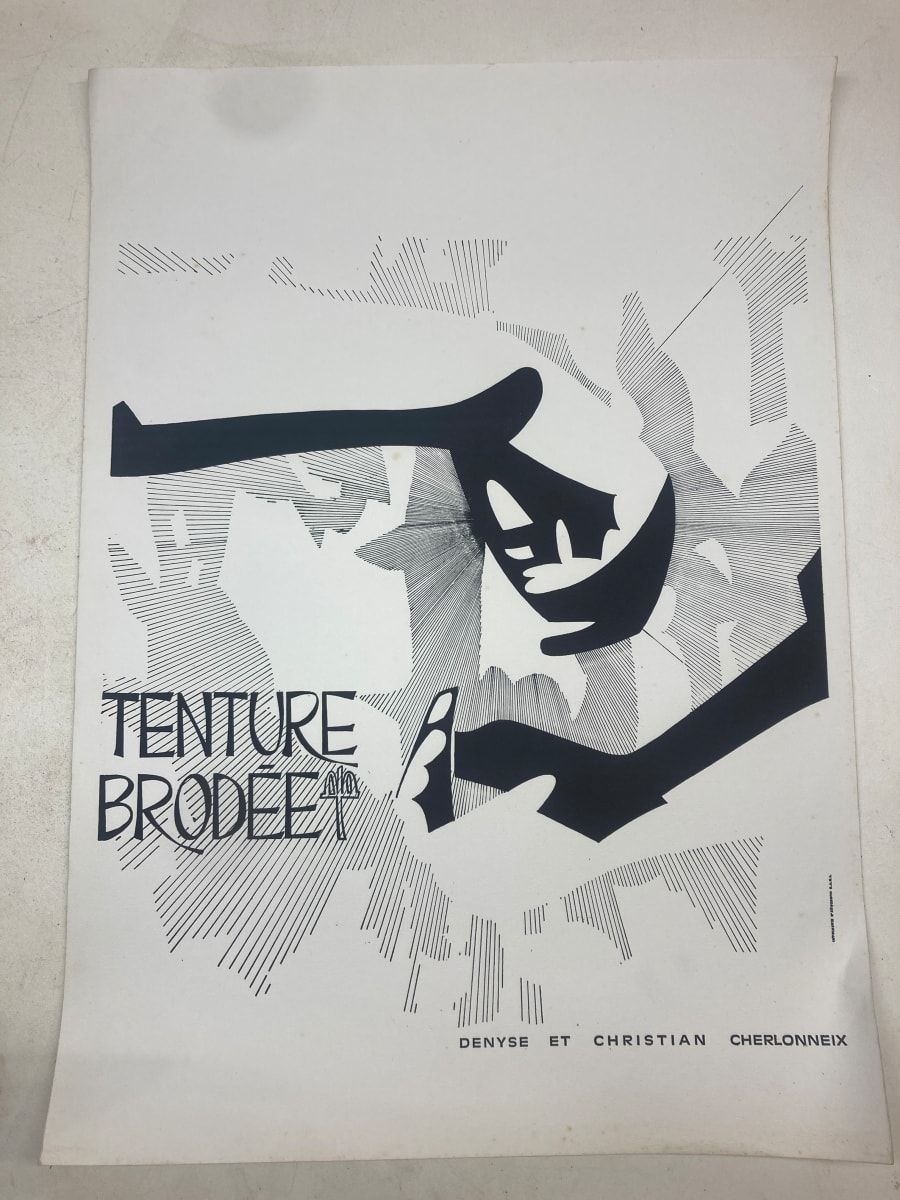 Vintage Tenture Brodée black and white French poster (Embroidered Hanging) 