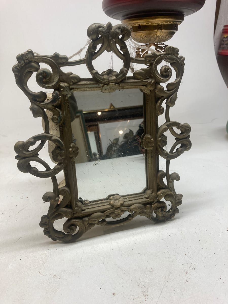 turn of the century metal dresser mirror 