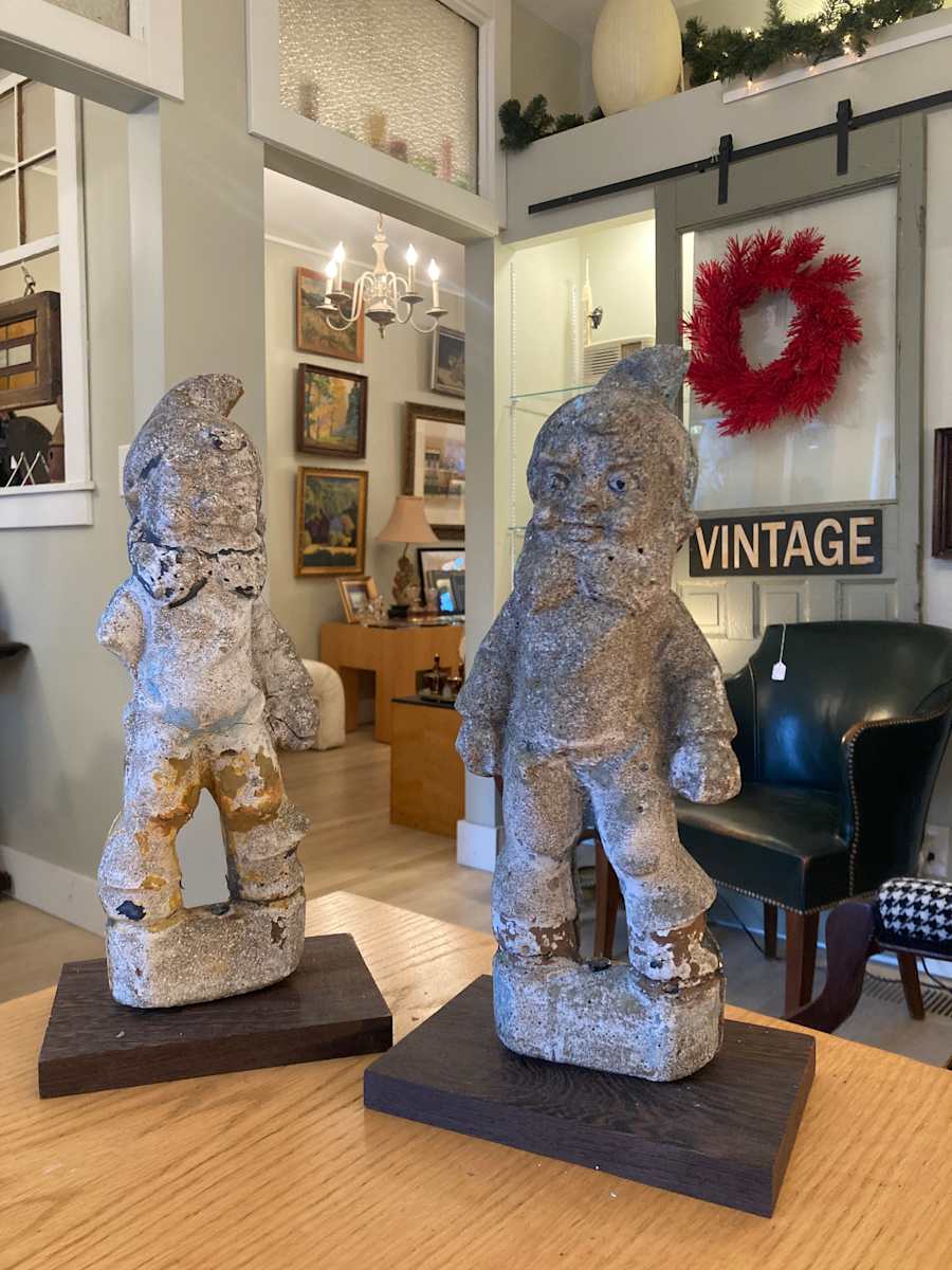 cement garden gnome on custom base 