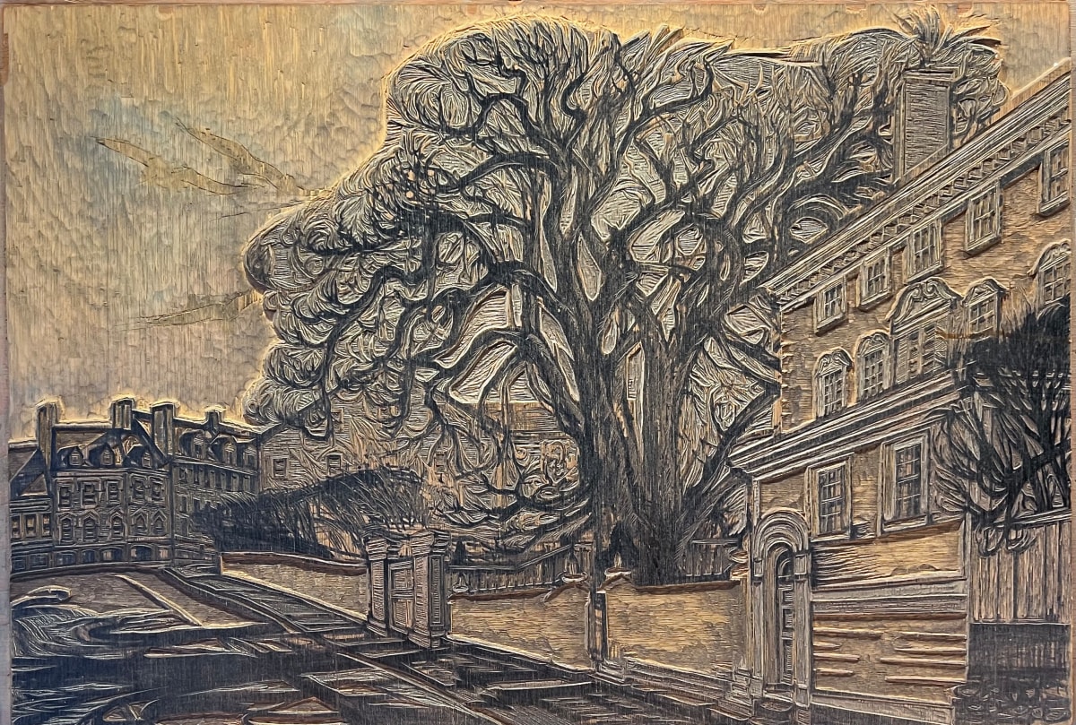 Entering Portsmouth as the Moon Rises - Woodblock by Don Gorvett 