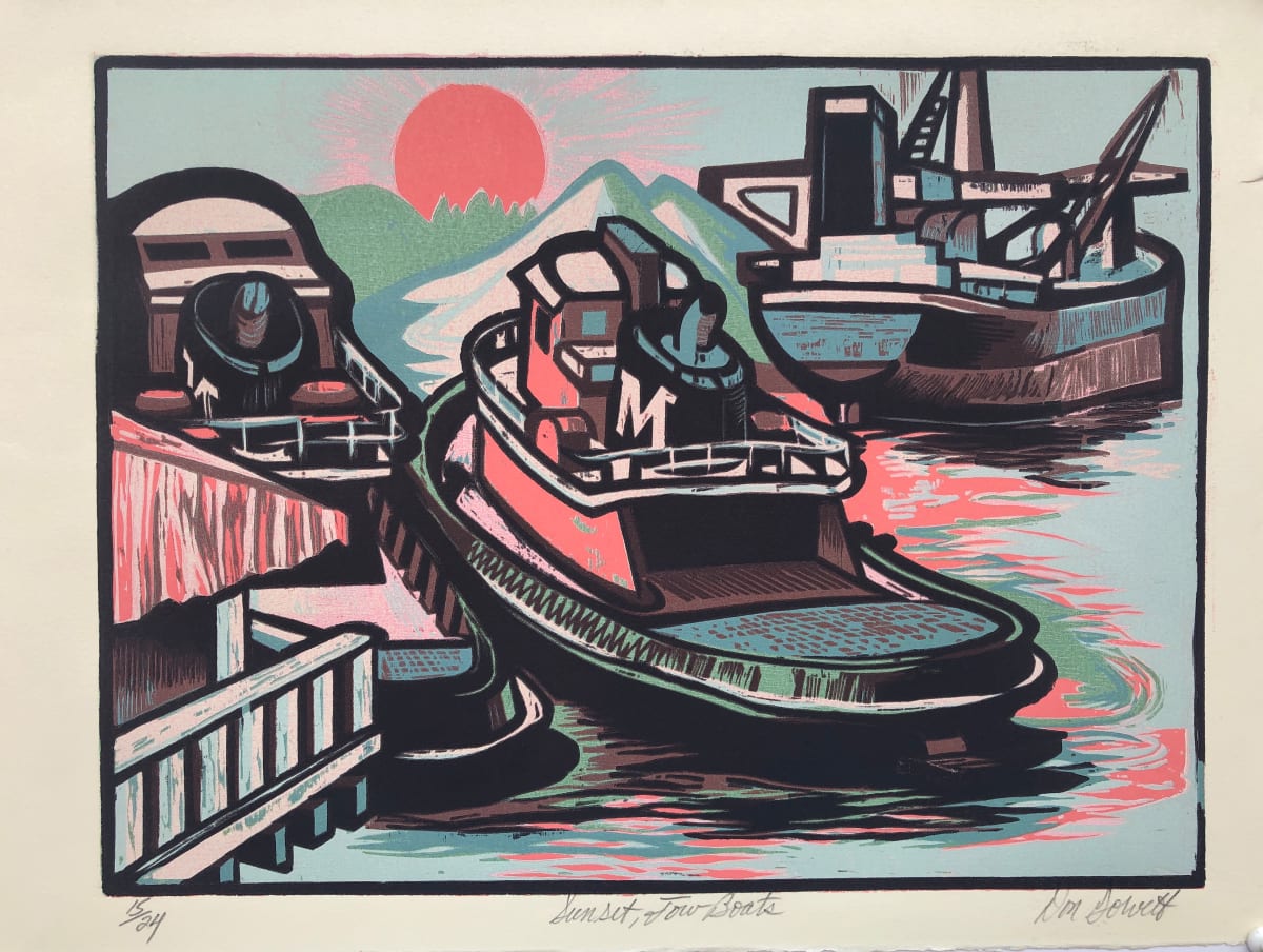 Sunset, Tow Boats 5/24 by Don Gorvett