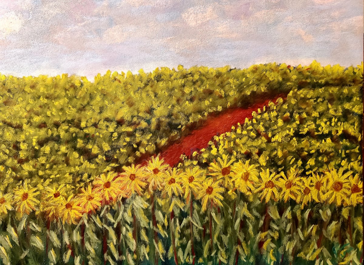 March of the Sunflowers  Image: "March of the Sunflowers", 2022 11" x 14" unframed pastel on sanded paper