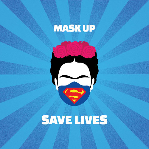 Mask PSA Campaign by Bernice Merced  Image: Design + Illustration for art prints, T-shirts, and other print novelties to encourage face mask usage during the COVID 19 pandemic.