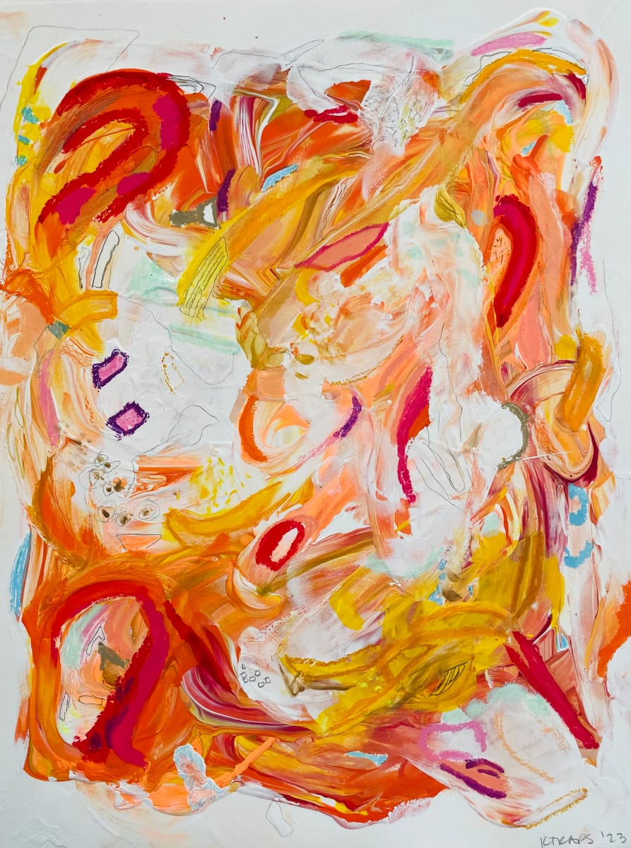 Swirl Series on Paper - Orange 3 by KTRAPS (Katie Rapisardo Griffith) 