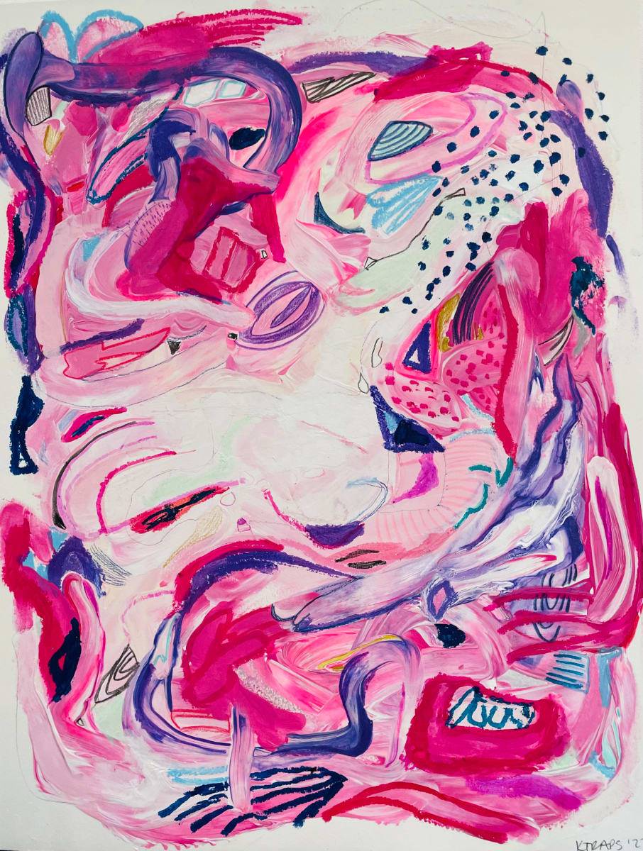 Swirl Series on Paper - Pink 4 by KTRAPS (Katie Rapisardo Griffith) 