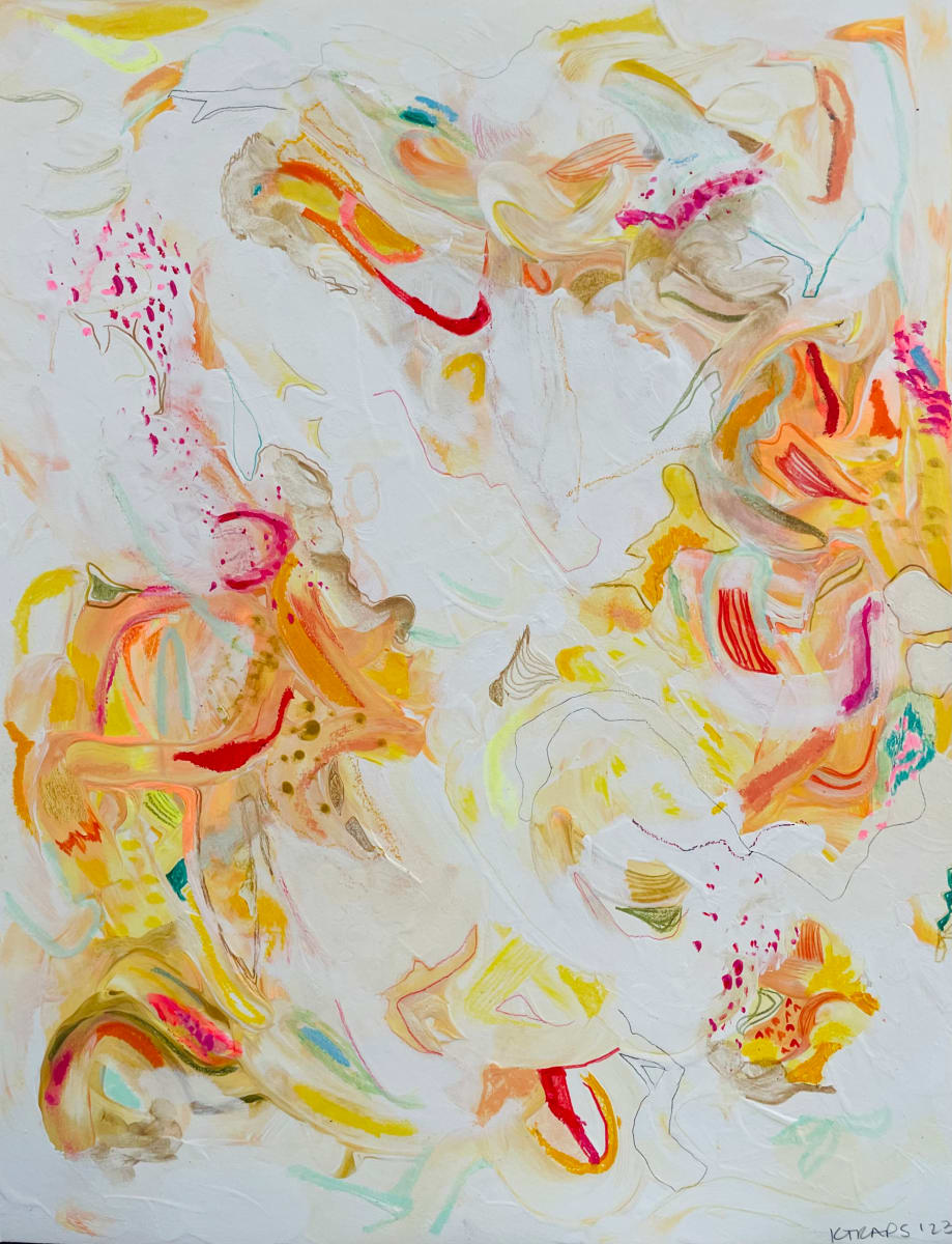 Swirl Series on Paper - Yellow 7 by KTRAPS (Katie Rapisardo Griffith) 