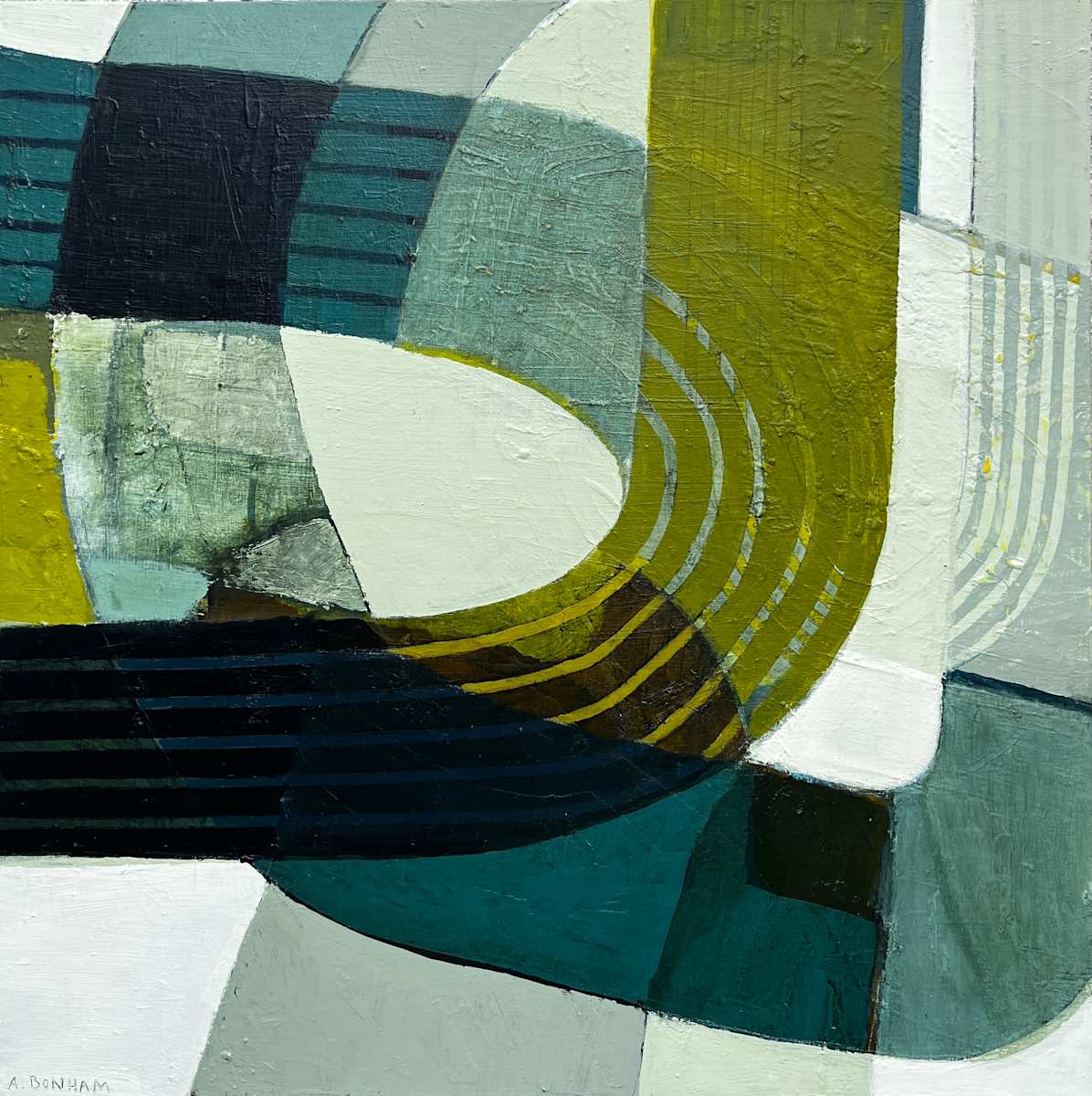 Curves in Teal and Chartreuse by Aimee Bonham 