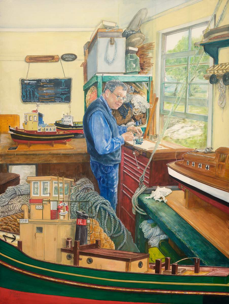 The Master Modeller: Portrait of David Glasson by Victoria Kitanov  Image: David Glasson, master modeller of full scale replica vessels, Spectacle Island, Sydney