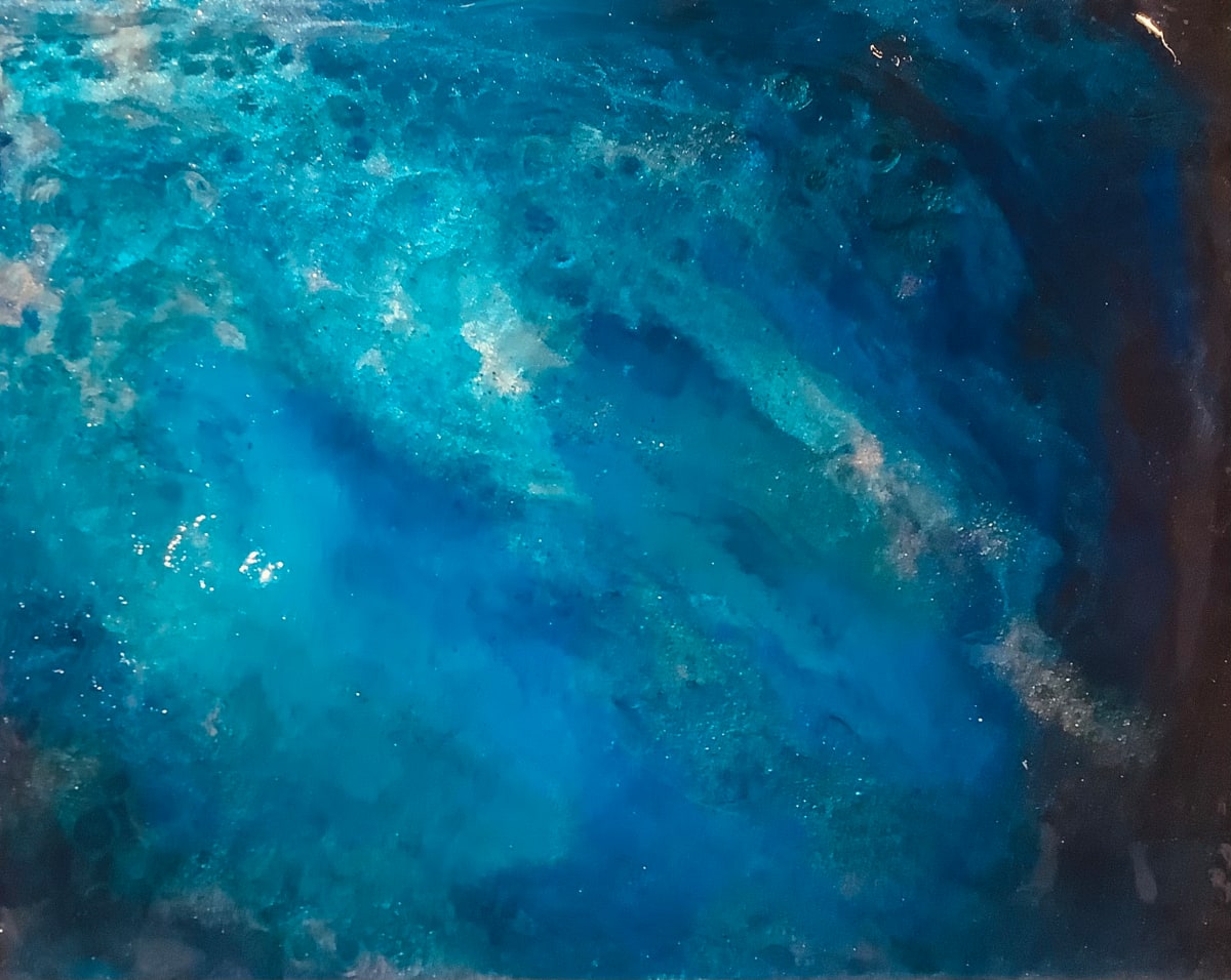 Tahiti by Julia Ross  Image: Warm, vibrant blues capture the spirit of the island, drawing viewers into a relaxed mindset healing to body and spirit.