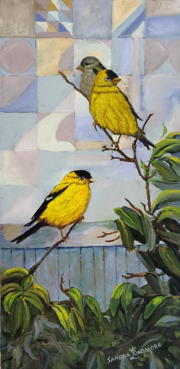 3 Yellow Birds by Sandra Longmore  Image: 3 Birds 556x1102