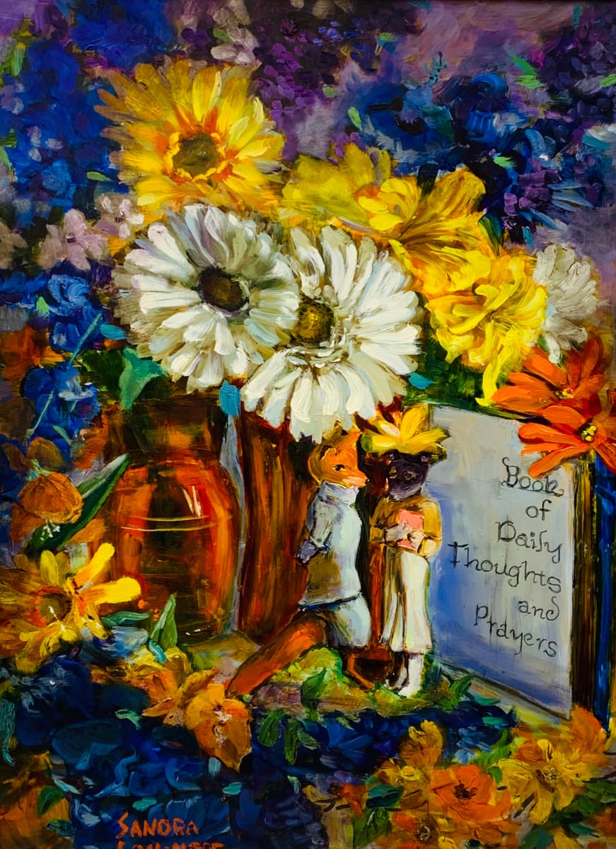 The Foxy Gentleman and Pickles In The Flower Garden by Sandra Longmore  Image: The Foxy Gentleman and Pickles In The Flower Garden