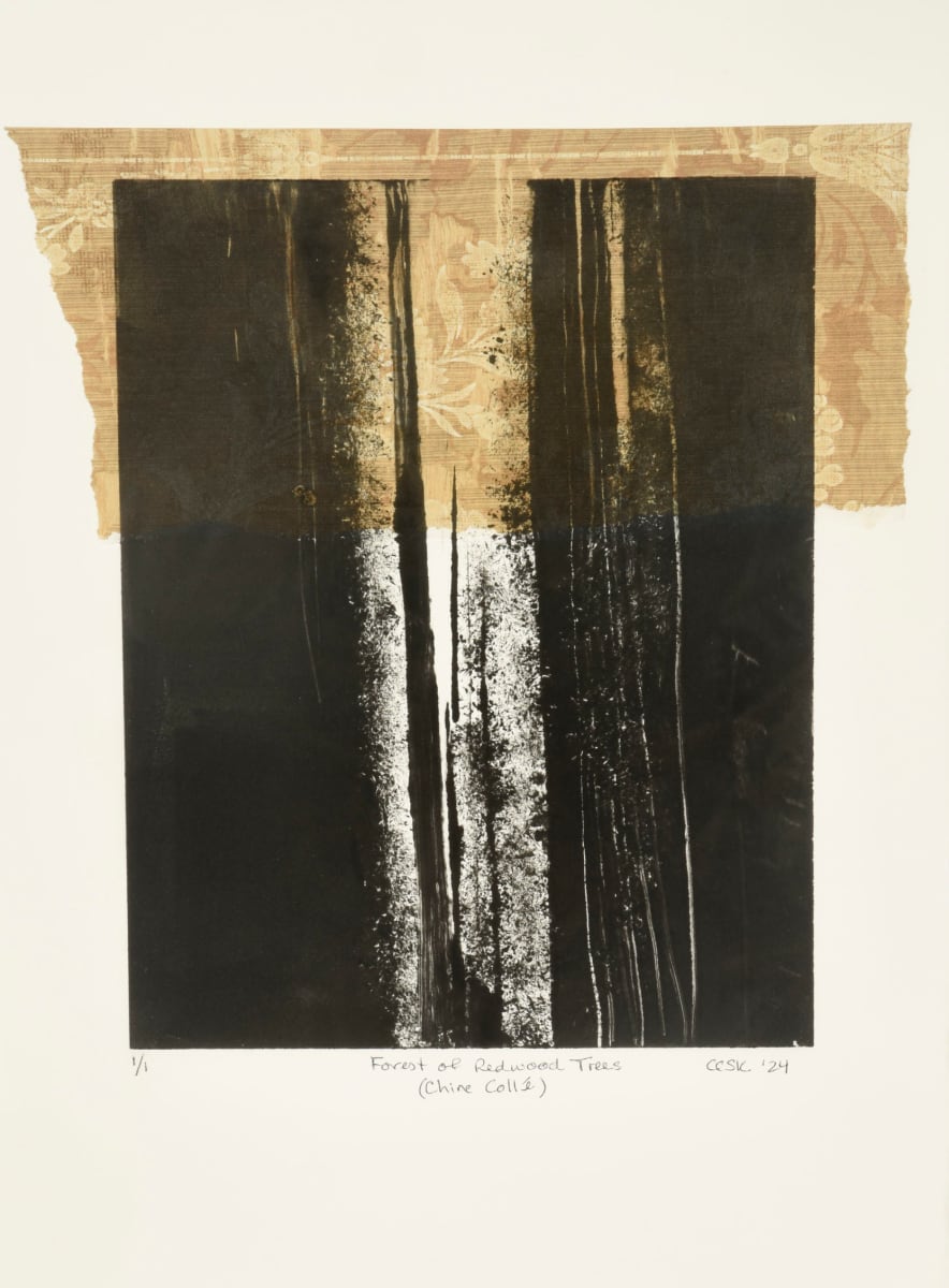 Forest of Redwood Trees by Carolyn Kleinberger  Image: Ghost Print with Chine Colle'
