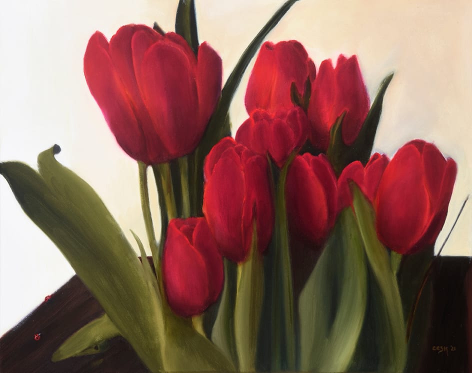Tulips and Ladybugs by Carolyn Kleinberger 
