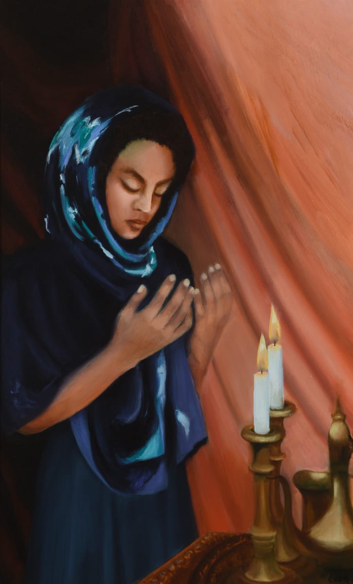 Sarah Lighting The Sabbath Candles by Carolyn Kleinberger  