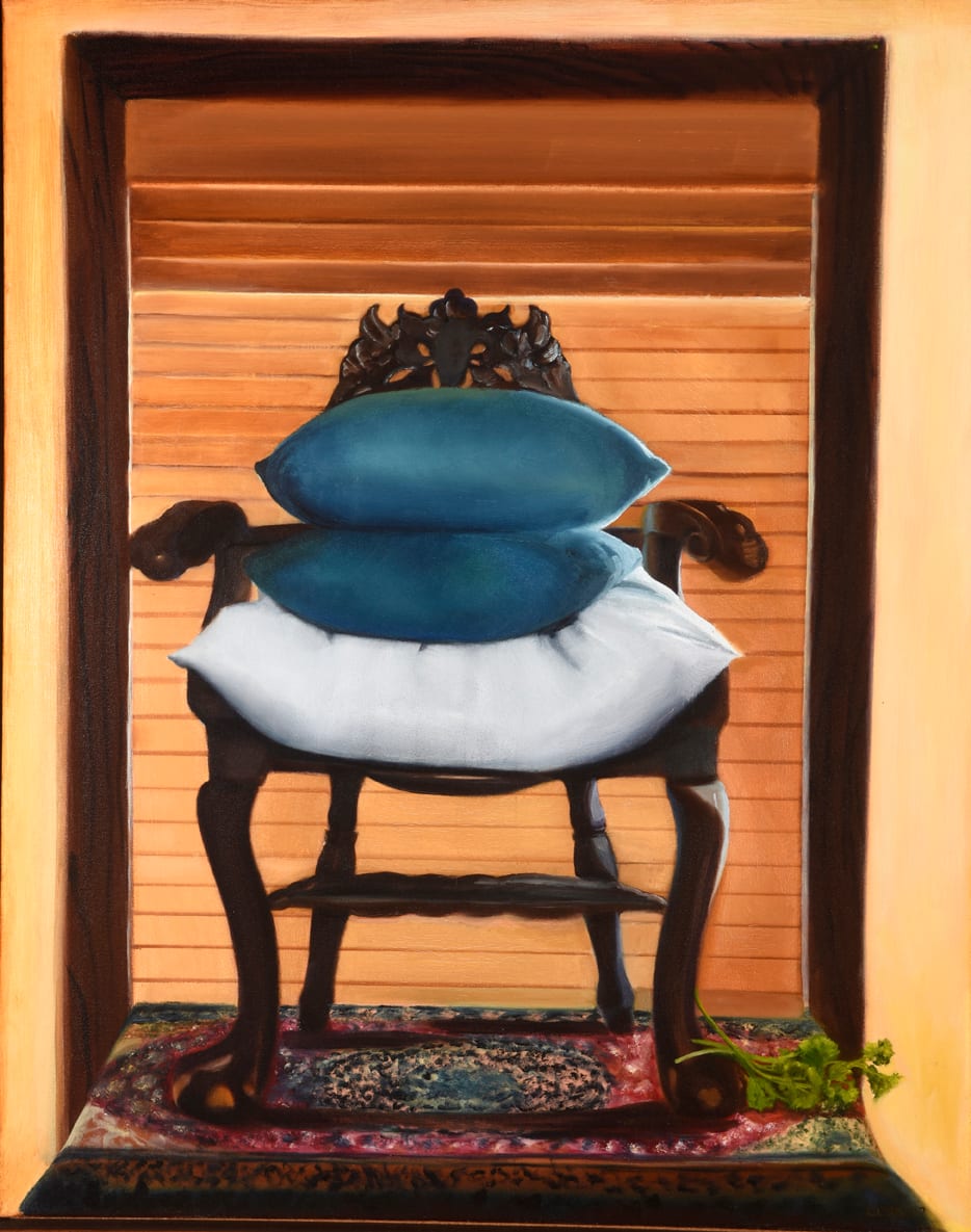 Ornate Chair with Pillows by Carolyn Kleinberger 