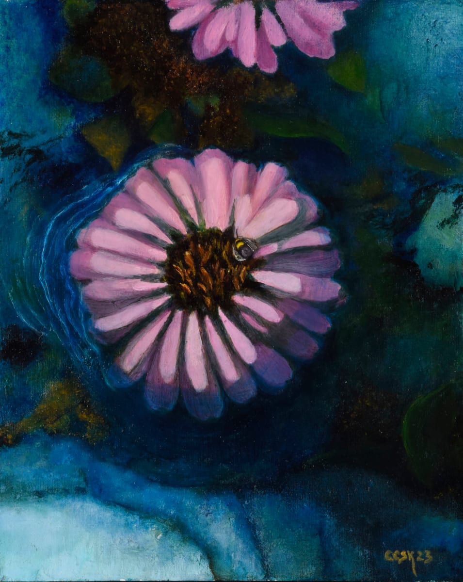 Pink Flower Floating In A St Paul Puddle by Carolyn Kleinberger 