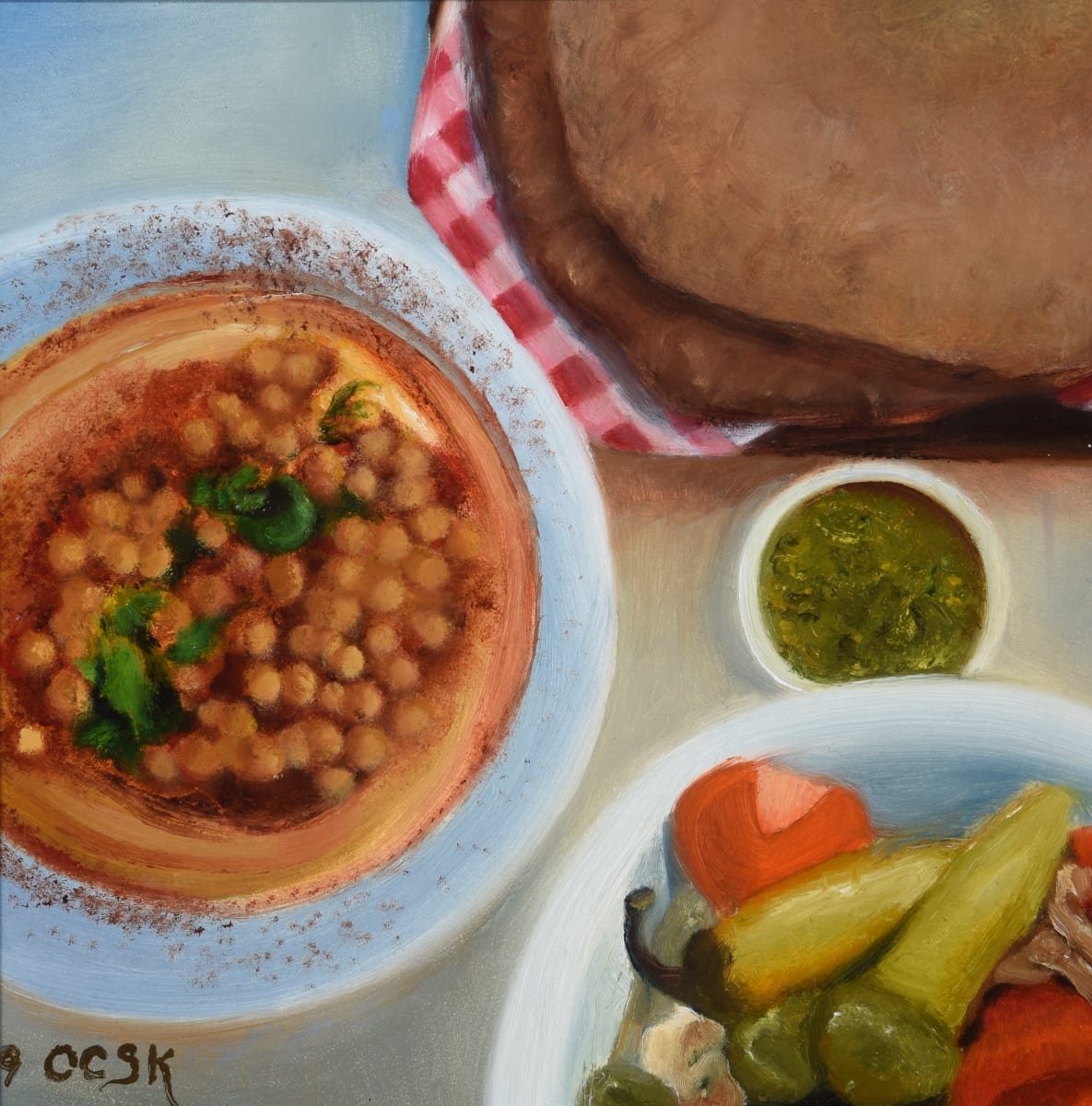 Vegan Feast With Pita by Carolyn Kleinberger  