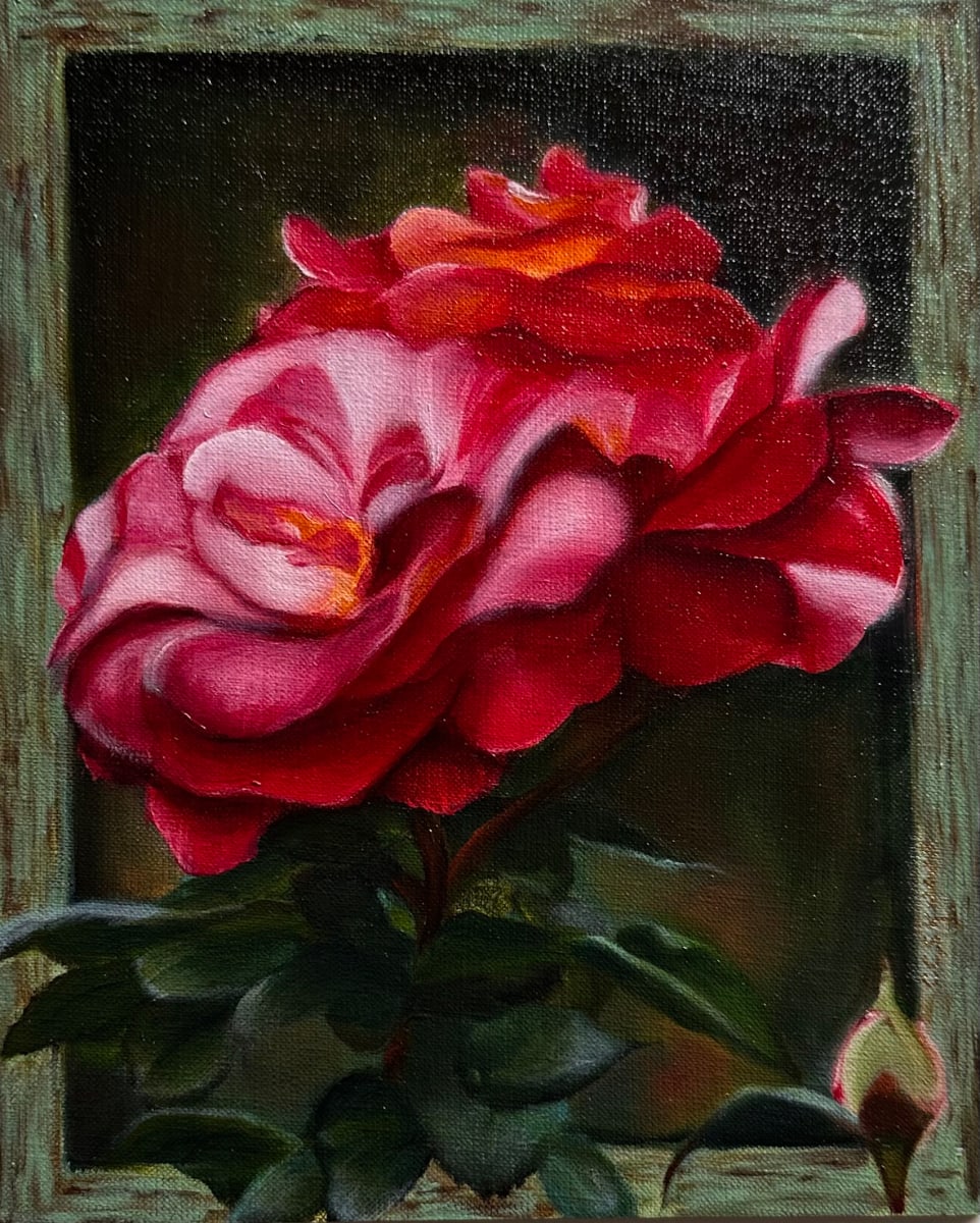 Luscious Roses in Red and Orange by Carolyn Kleinberger 