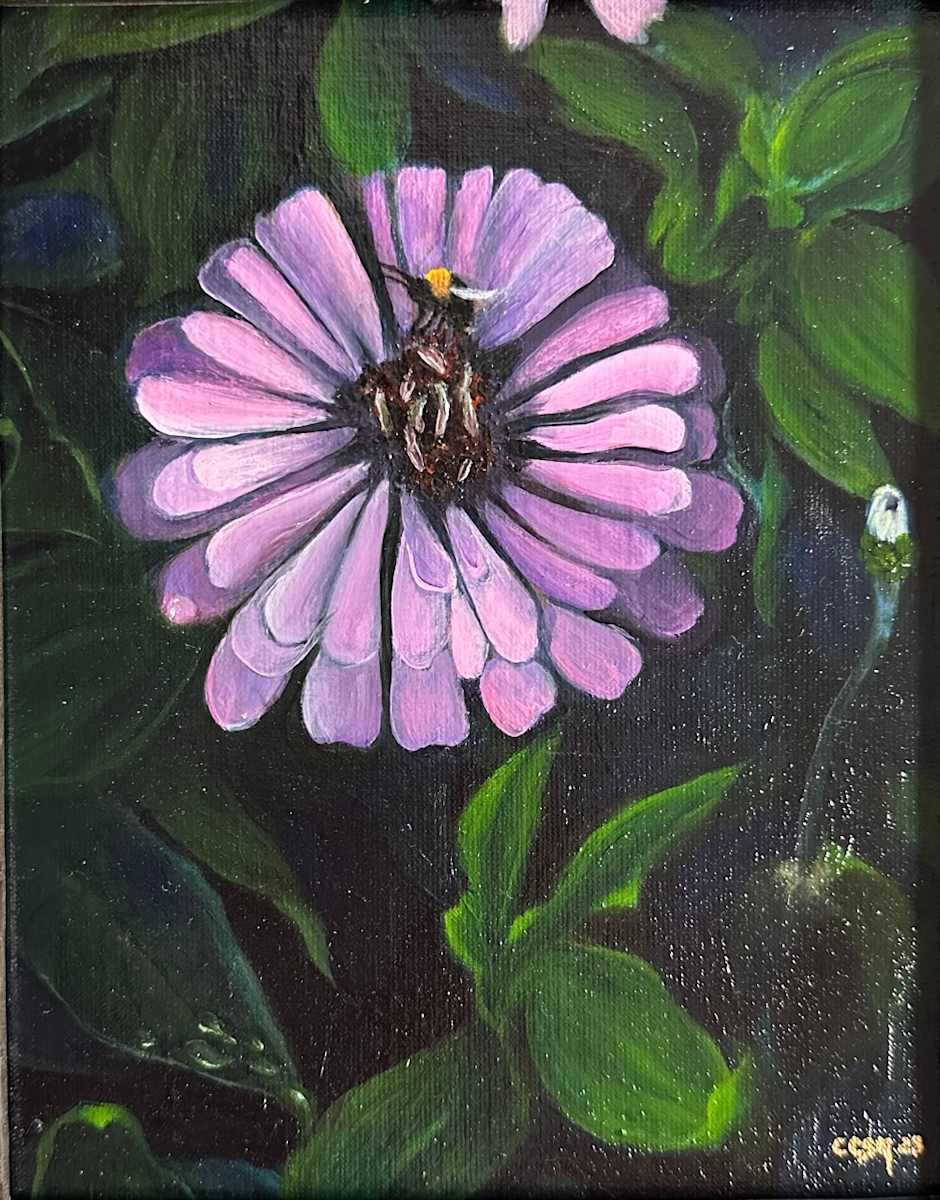 Purple Flower in Greens by Carolyn Kleinberger 