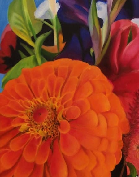 Orange Zinnia Bouquet by Carolyn Kleinberger  