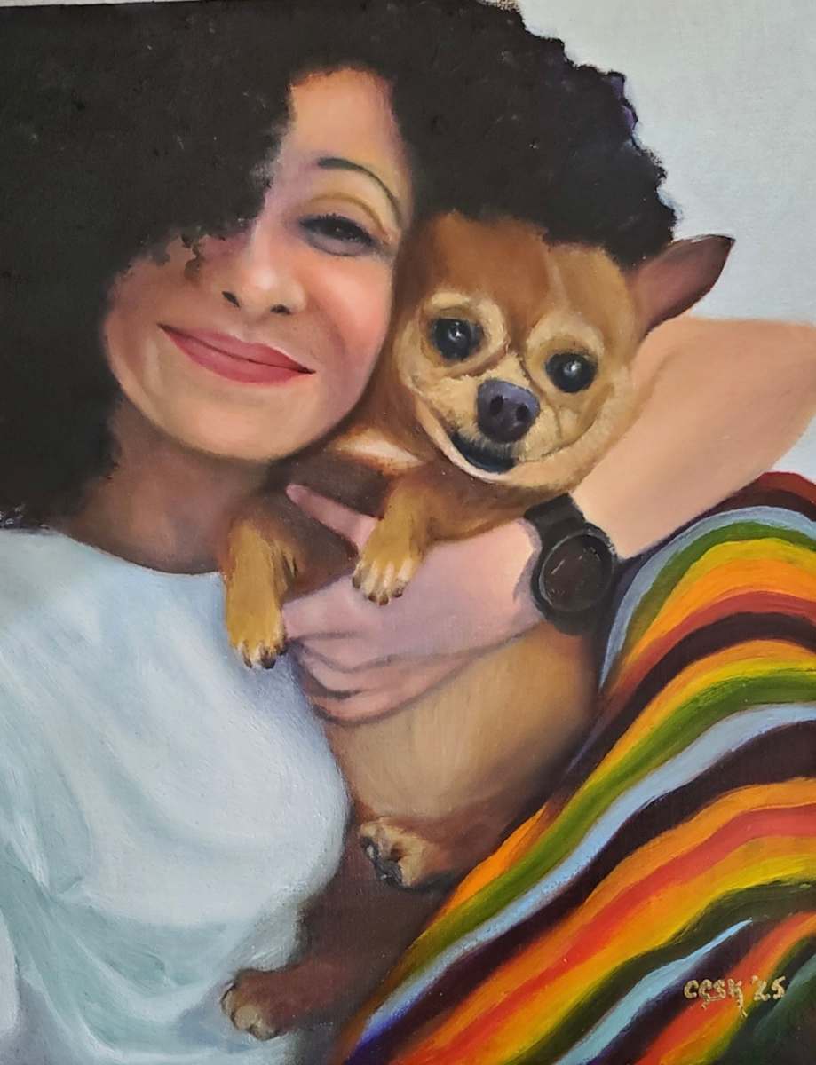 A Wonderful Friend and Her Puppy by Carolyn Kleinberger  Image: This was a commissioned painting.  The buyer purchased the painting as a gift to honor her wonderful friend and her friend's beloved dog.
