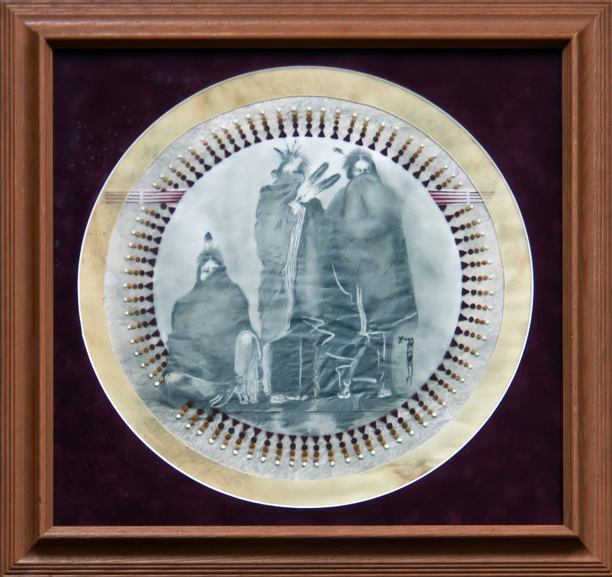 Knock Knock by Jerry Fogg  Image: “During the aftermath of the Wounded Knee Massacre, a local church became a makeshift hospital for wounded and dying Native Americans, scared, cold, starving, and full of grief from what just took place. These young men quietly slipped inside the church, stayed
against the wall, and hid behind their blankets, believing they would not be seen and killed. Now hanging onto life, they were trying to understand a sign still hanging in the church since the Christmas celebration which read ‘Peace on earth and good will towards men’.”