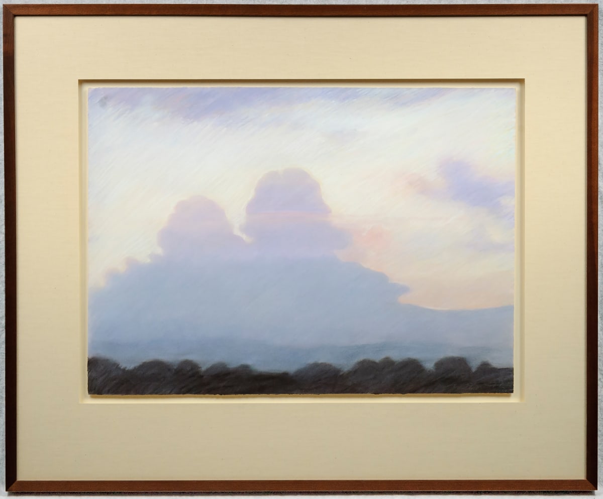 As Far As I Can See by Mary Groth  Image: “I drew on years of collected ‘sense memories’ to create a painting of one of my favorite prairie experiences: a prairie sky scape in evening light after a rainstorm has passed. The memory of these storms, the clouds, and the light involves all my senses. I can recall the smells and sounds along with the colors and shapes. On the high plains where I grew up, stormy weather could be seen coming in from the west a half day ahead. My landscape pieces are studies of the quiet, subtle beauty of my birthplace.”