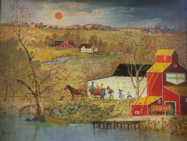 Hayride from Grain Pool by Ann Hardy  Image: Small landscape paintings of the rural lift in fall and winter seasons.  (SET OF 4)