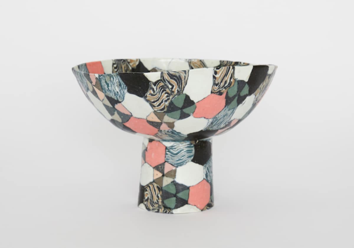 Hexagonal Tessellation Offering Cup II by Karen Kuo  Image: available in a series of 10 (8" diamater, varying heights)