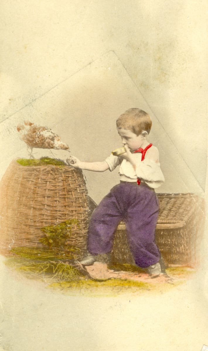 Boy Feeding Chicken by Wilhelm Fechner, Image 1.