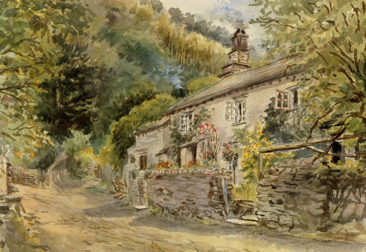 Cottage in Trentishoe Combe, North Devon by Sir (William) Martin Conway 