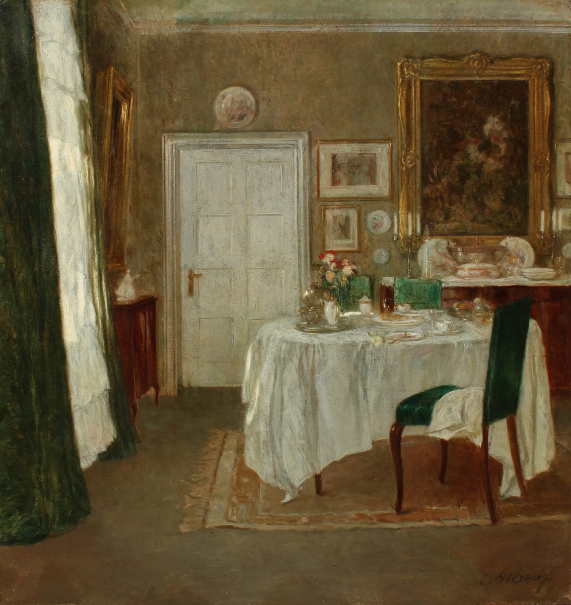 In the Breakfast Room by Carl Albrecht  Image: After conservation.