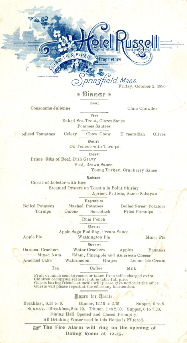 Menu by Milton Bradley Co. 