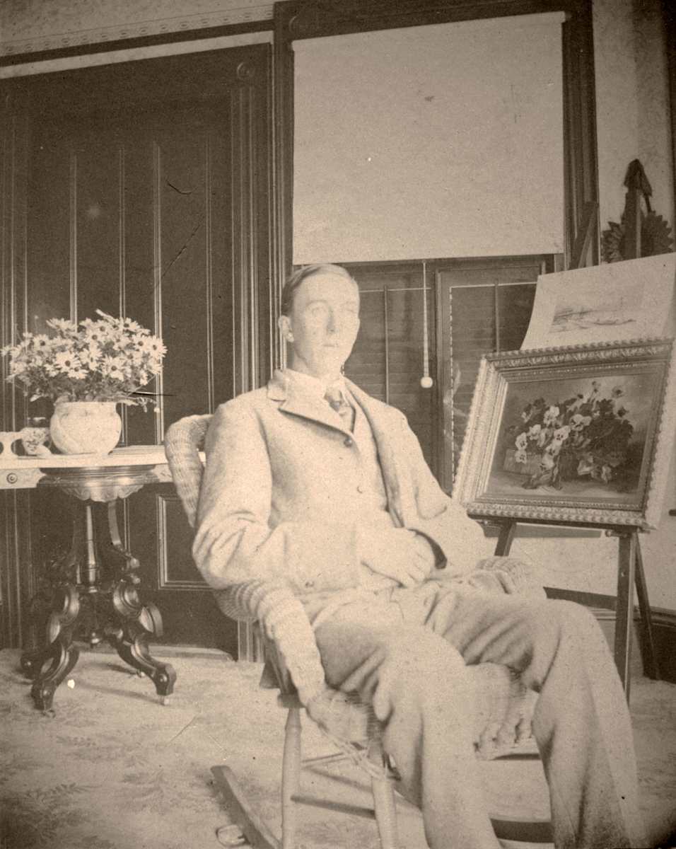Man with Pansy Painting by Unknown, United States, Image 1.