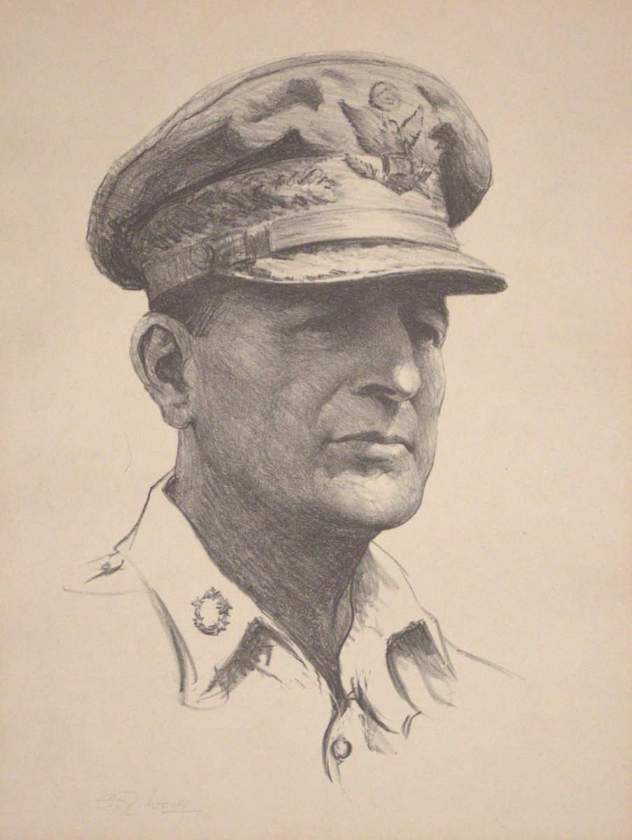 Portrait of General Douglas A. MacArthur by Samuel Johnson Woolf, Image 1.