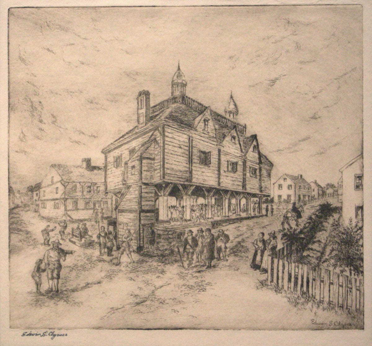 Boston's First Town House, 1657 by Edwin Swift Clymer, Image 1.