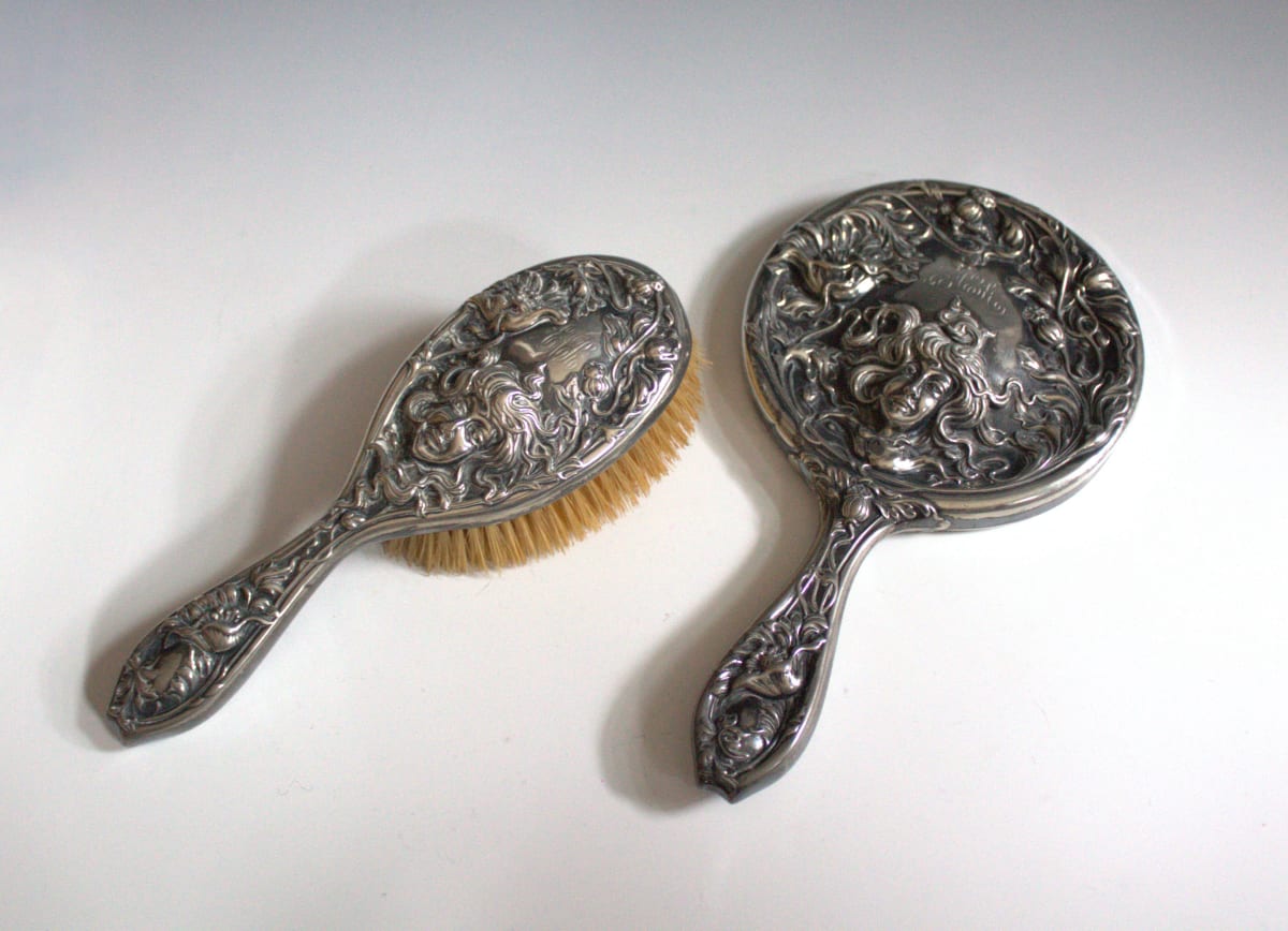 Brush and Mirror Set by Derby Silver Company 