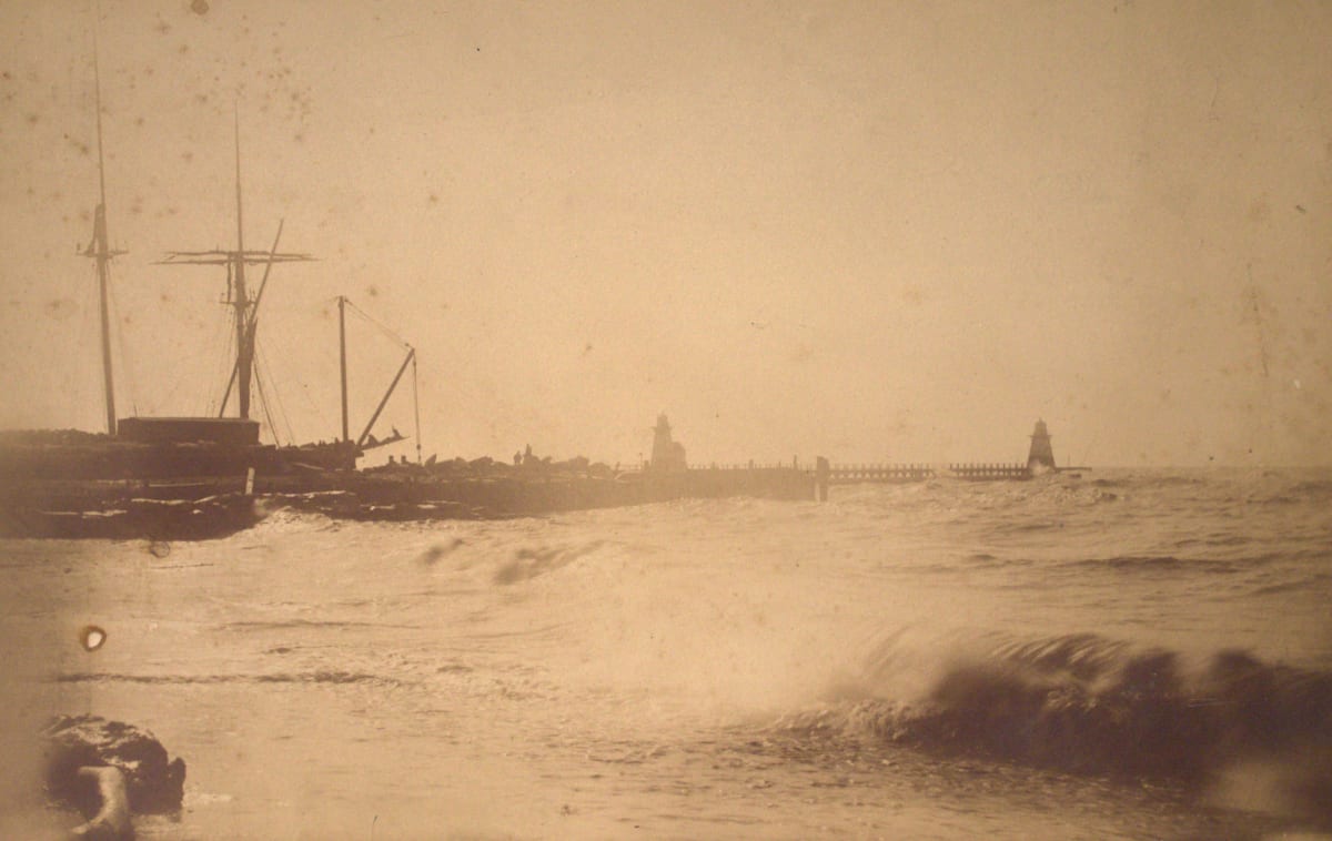 Building the West Pierhead, Cleveland by James Fitzallen Ryder 