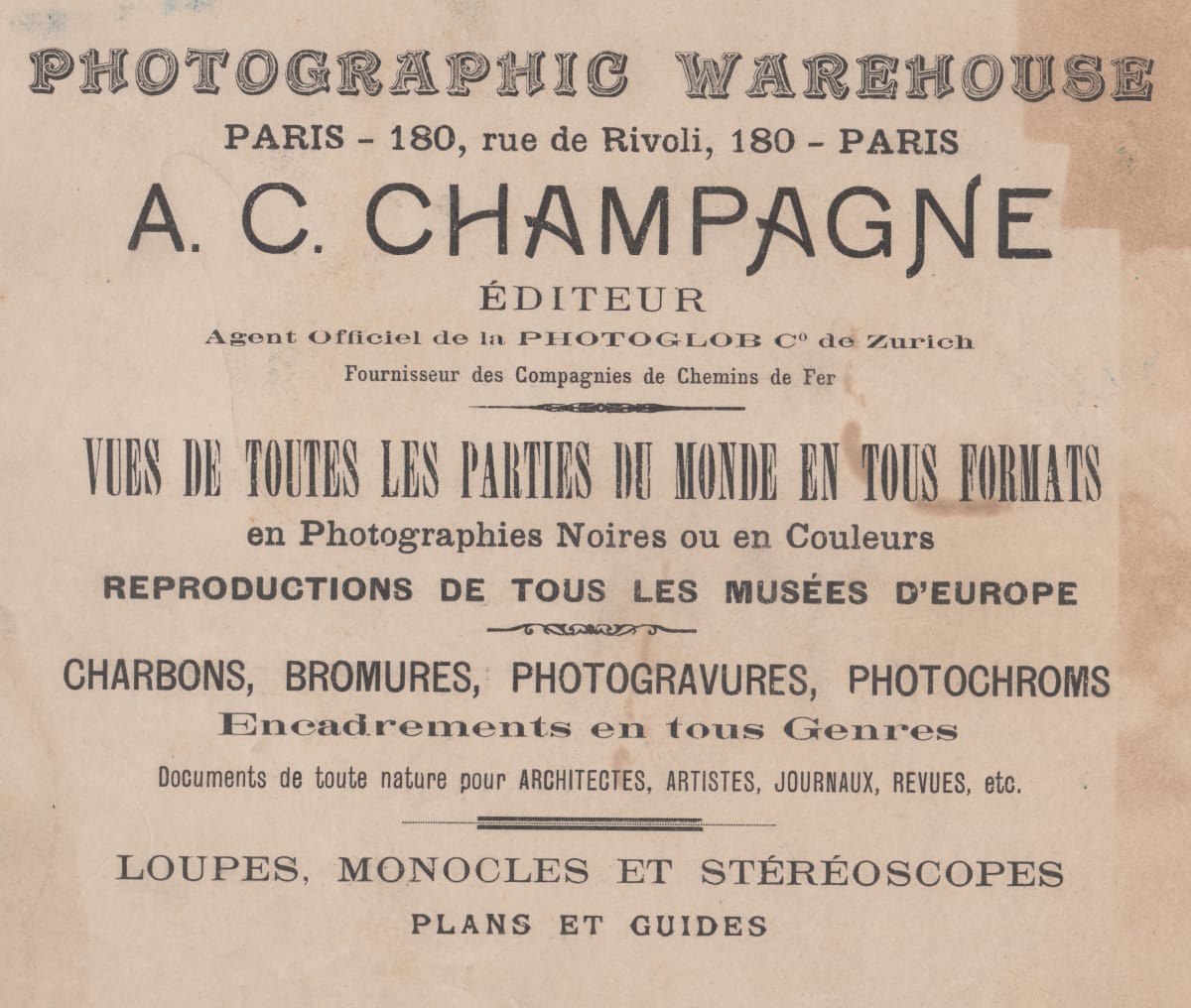 Advertisement by A.C. Champagne 