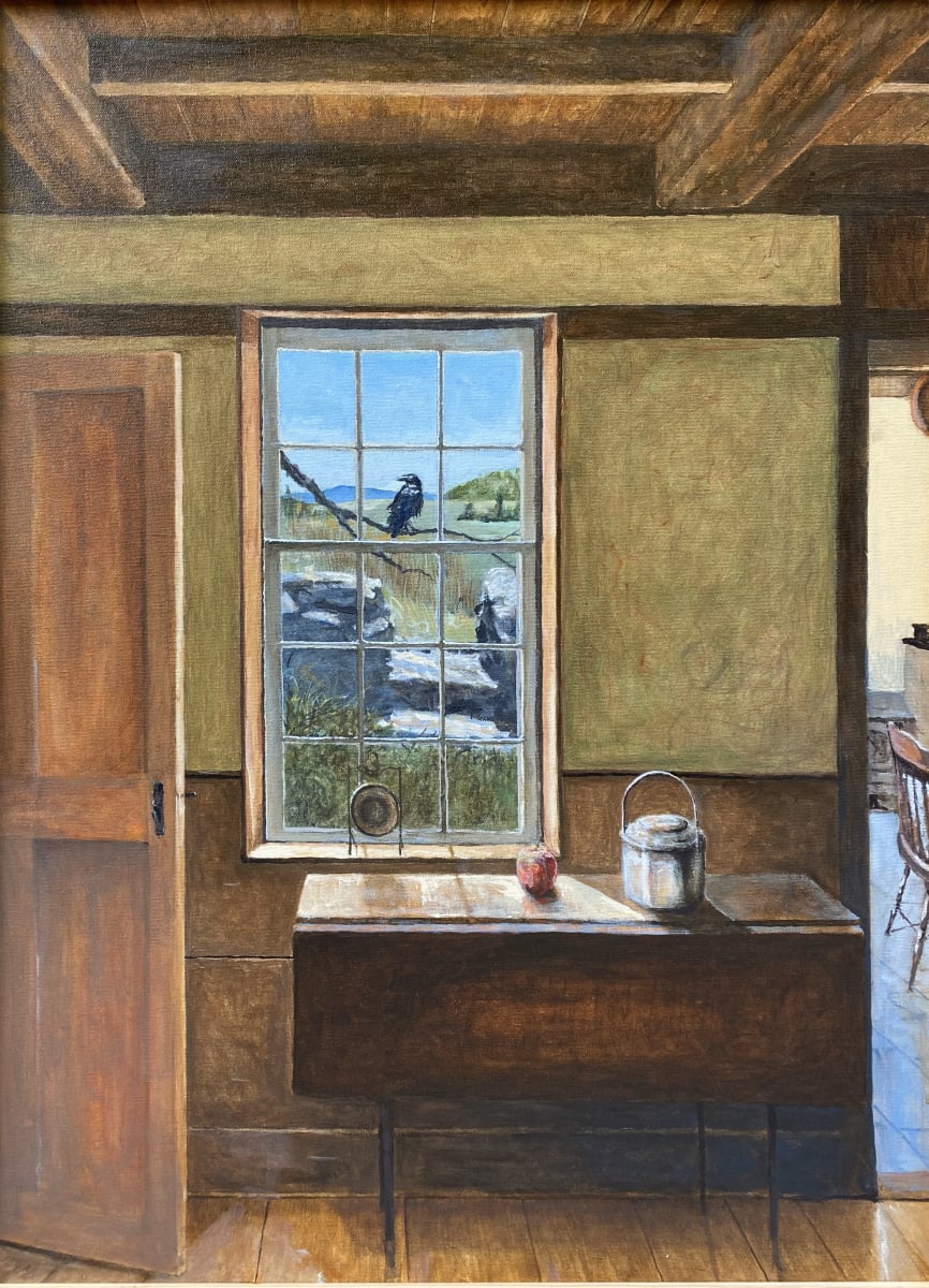 Crow by Douglas H Caves Sr  Image: A crow peers inside from outside the window .