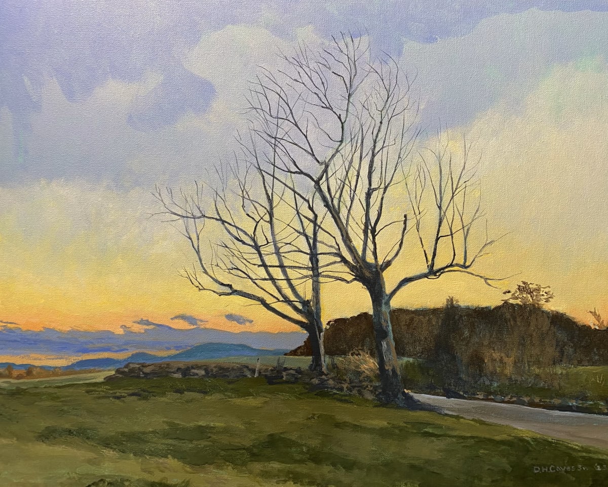 Evening on Jewel Hill by Douglas H Caves Sr  Image: Sunset over the blue hills of Massachusetts.