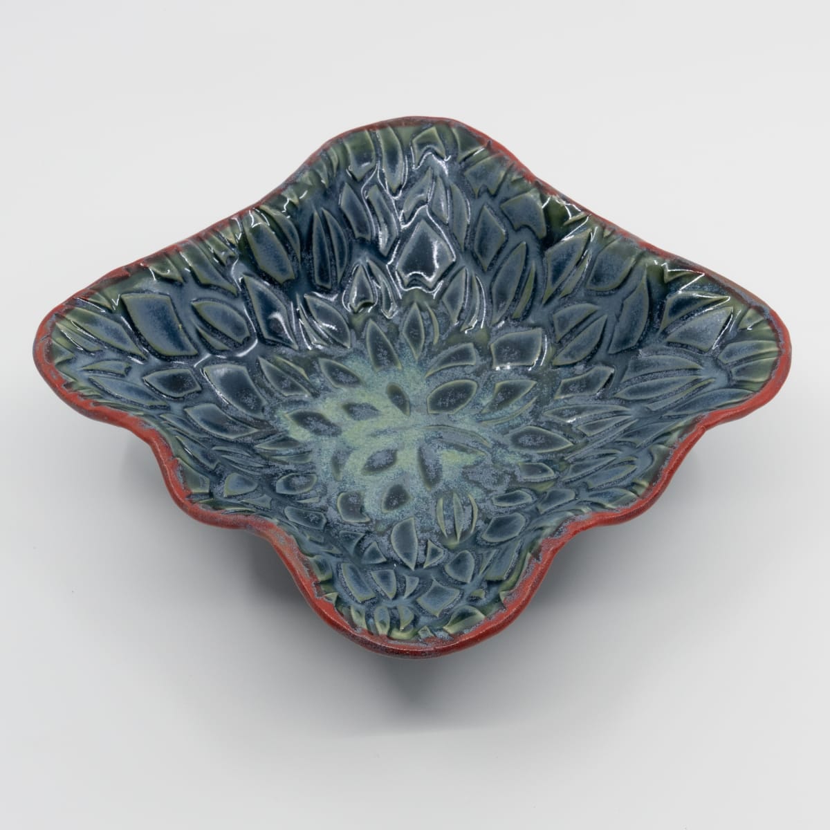 Blue Leaf Bowl by Sandy Miller 