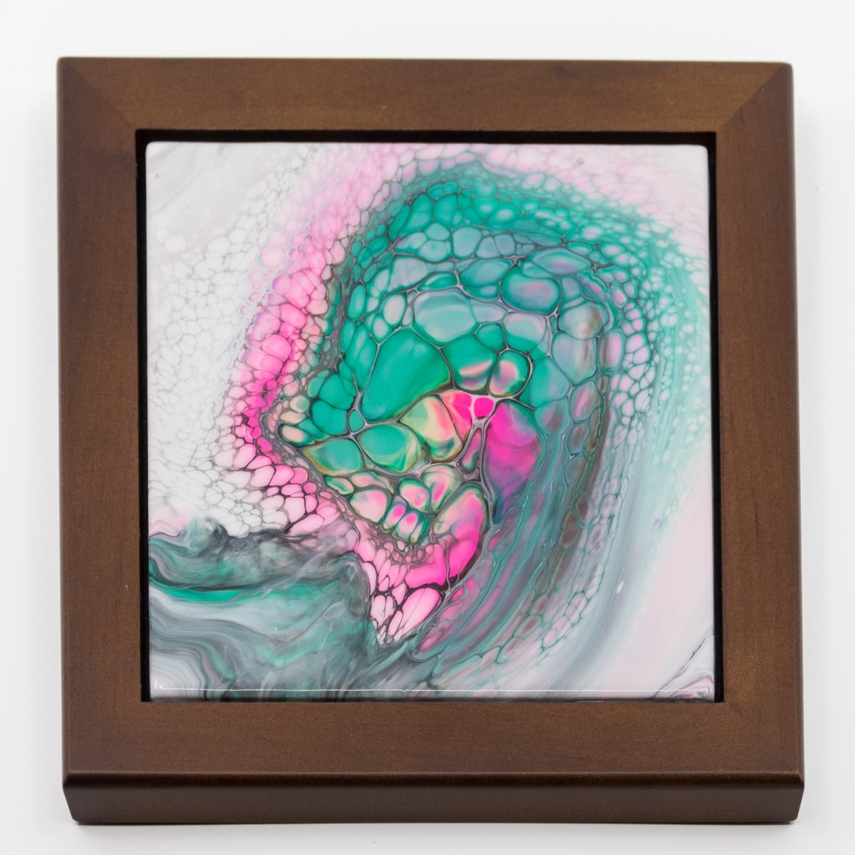 Fluid Art 7-3/4" Brown Framed Tile by Sandy Miller 