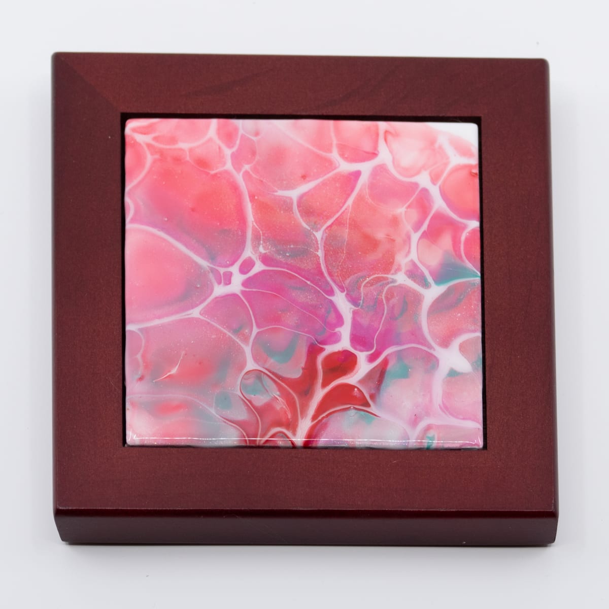 Fluid Art 6" Russet Red Framed Tile by Sandy Miller 